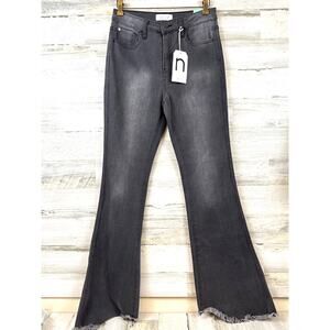 Nature Denim womens 28 gray distressed Flare High Waisted denim Jeans NWT